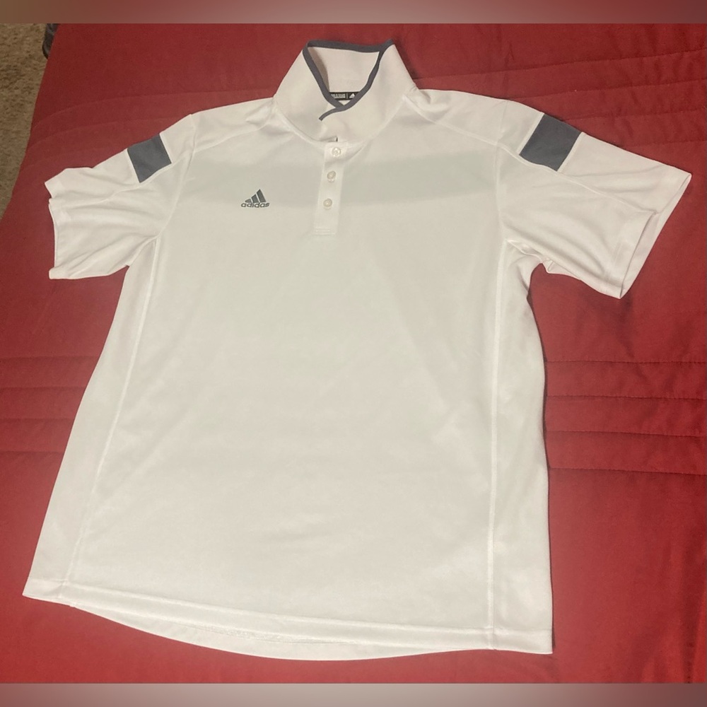 Adidas Men's White and Gray Polo Shirt